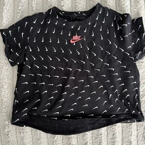 Nike Women's Black Tee with Pink and White Swoosh